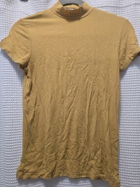 Anthropology Golden Mustard Stretchy Shortsleeve (Capsleeve)  Mock Turtleneck